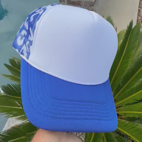 Royal Blue Leopard Trucker Hat | Boutique Mesh Snapback Hat | Blue Leopard Print Hat | Women's Trucker Cap | Blank Patch Hat