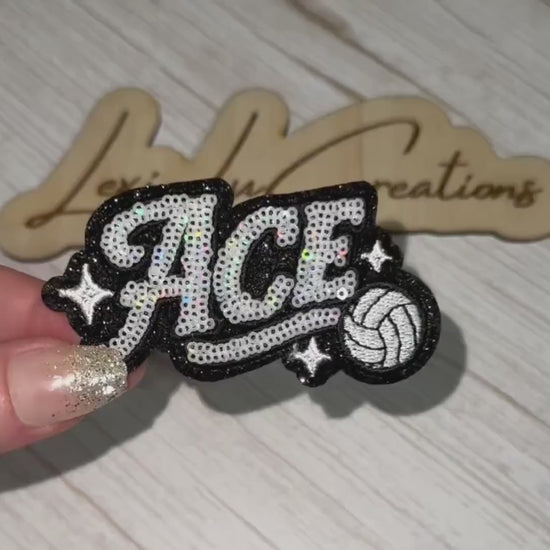 Ace Volleyball Sequin Patch | Volleyball Hat Patch | Volleyball Player Patch | Volleyball Mom Gift | Trucker Hat Patch