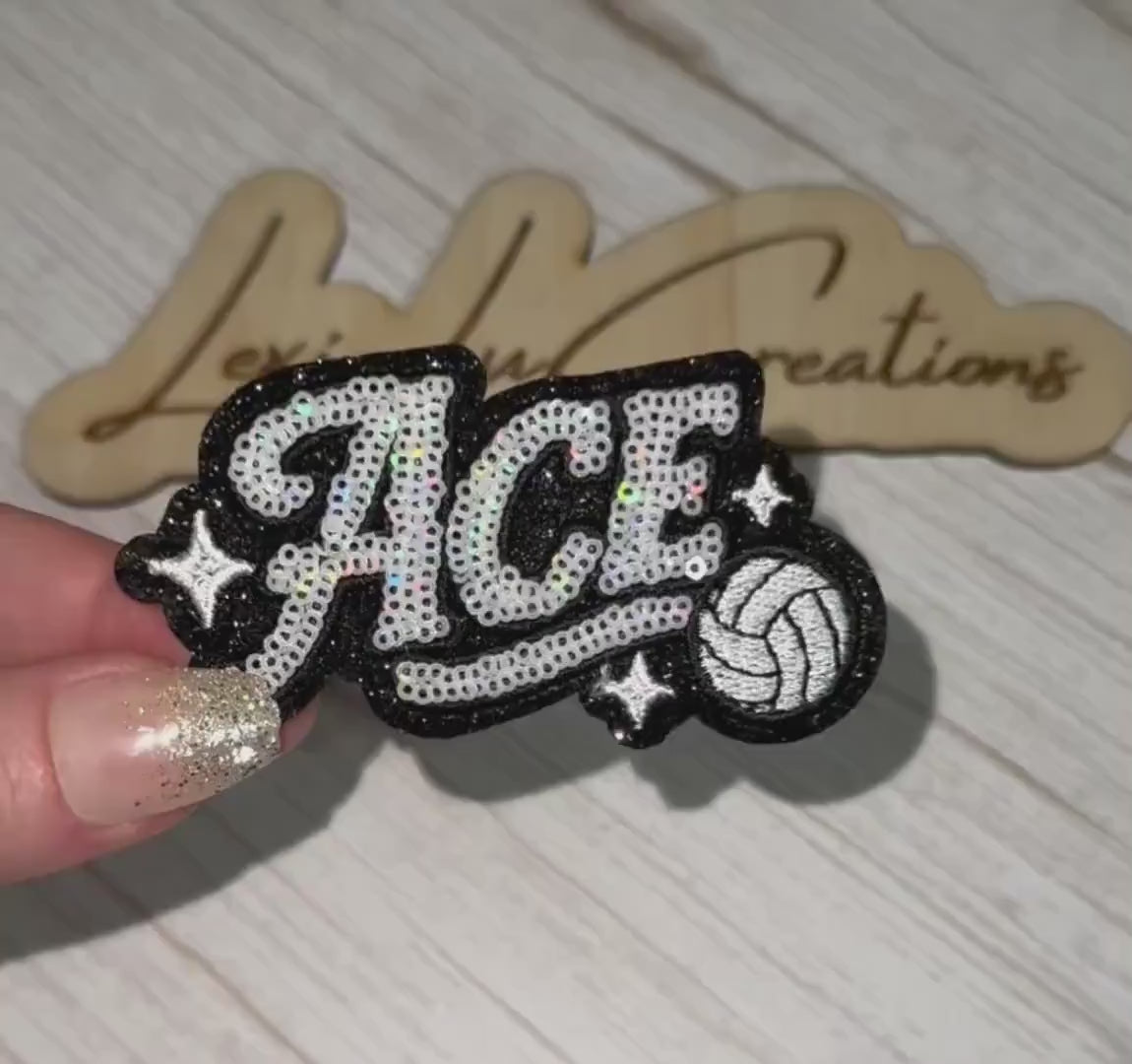 Ace Volleyball Sequin Patch | Volleyball Hat Patch | Volleyball Player Patch | Volleyball Mom Gift | Trucker Hat Patch