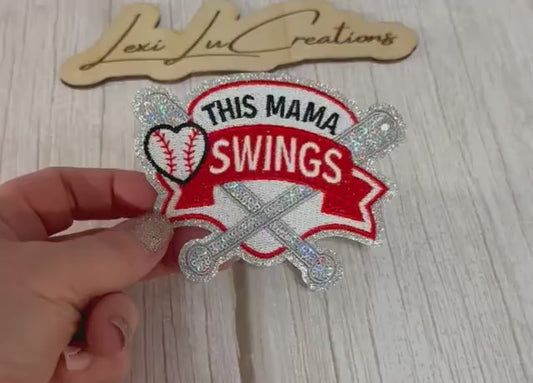 This Mama Swings Hat Patch | Baseball Mom Trucker Hat Patch | Sequin Hat Patch | Patch Bar Supply | Sports Mom Hat