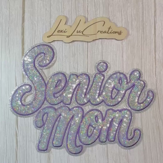 Senior Mom Silver Sequin Patch | Senior Year Iron-On Shirt Patch