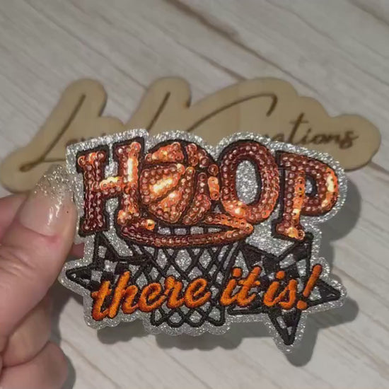 Hoop There It Is Basketball Sequin Patch | Basketball Hat Patch | Basketball Player Gift | Sports Patch | Trucker Hat Patch