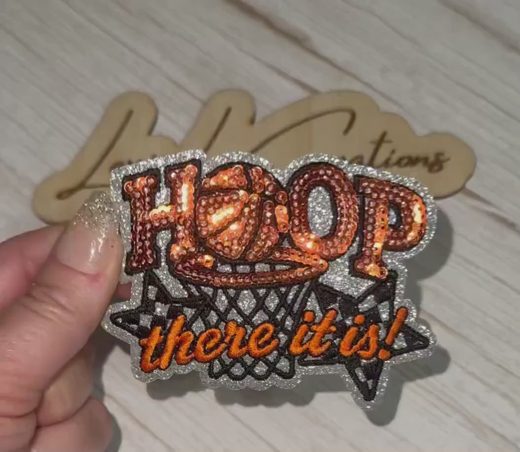 Hoop There It Is Basketball Sequin Patch | Basketball Hat Patch | Basketball Player Gift | Sports Patch | Trucker Hat Patch